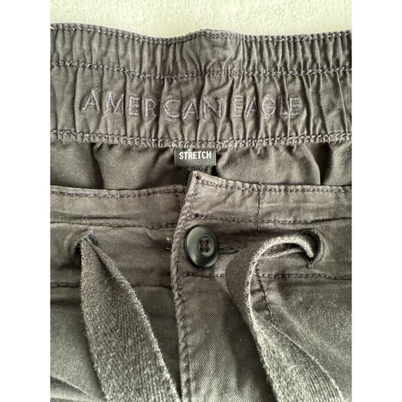 American Eagle Stretch Black Cotton Womens Size 14 Cargo Joggers Drawstring - Picture 2 of 16